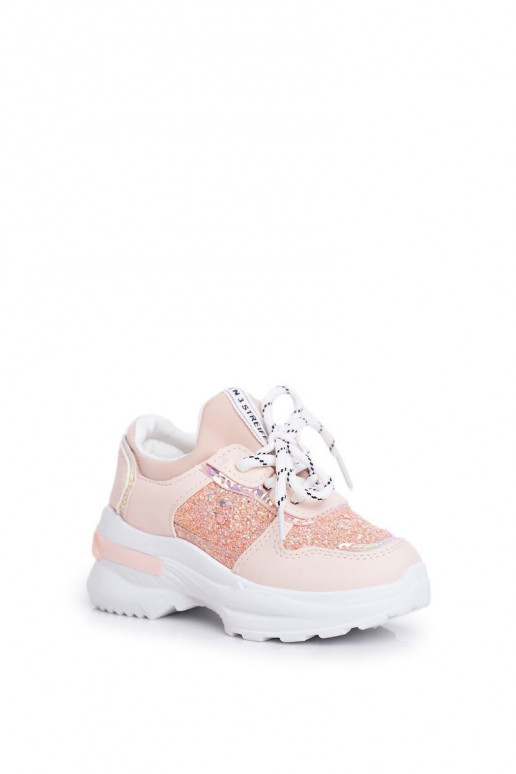 Kinder-Sneaker mit Glitzer in rosa Farbe