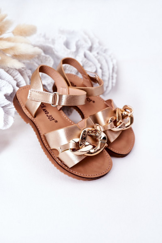 Goldene Sandalen für Kinder mit Kette