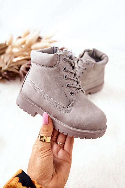 Kinder veterlaarzen in grijze kleur Kinder veterlaarzen in grijze kleur