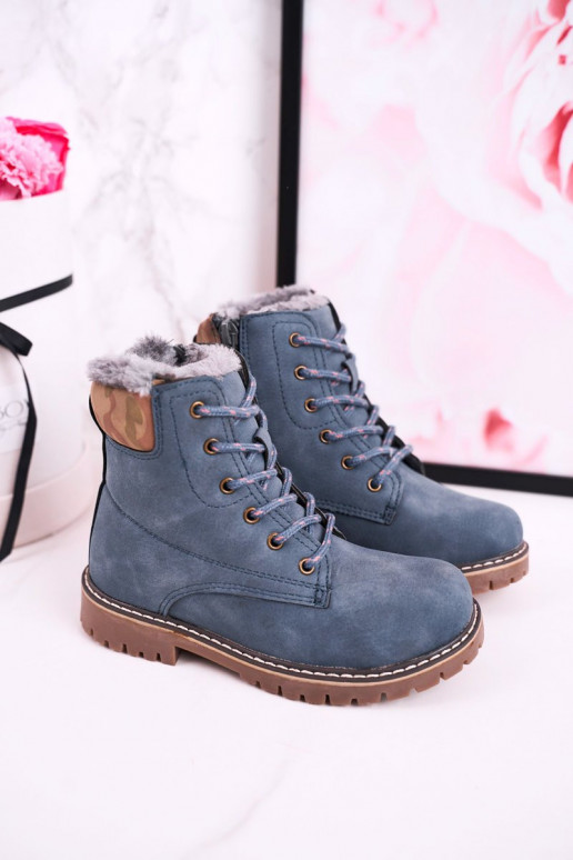 Warme Kinderstiefel in blauer Farbe