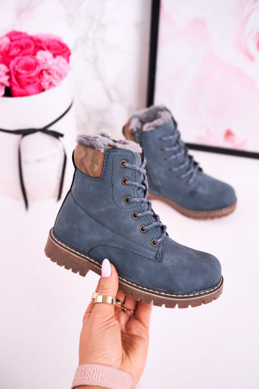 Warme Kinderstiefel in blauer Farbe
