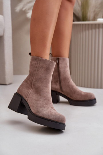 en daim écologiqueoÀe Féminin Bottes chaudes sur le talon beige Meriluna 2