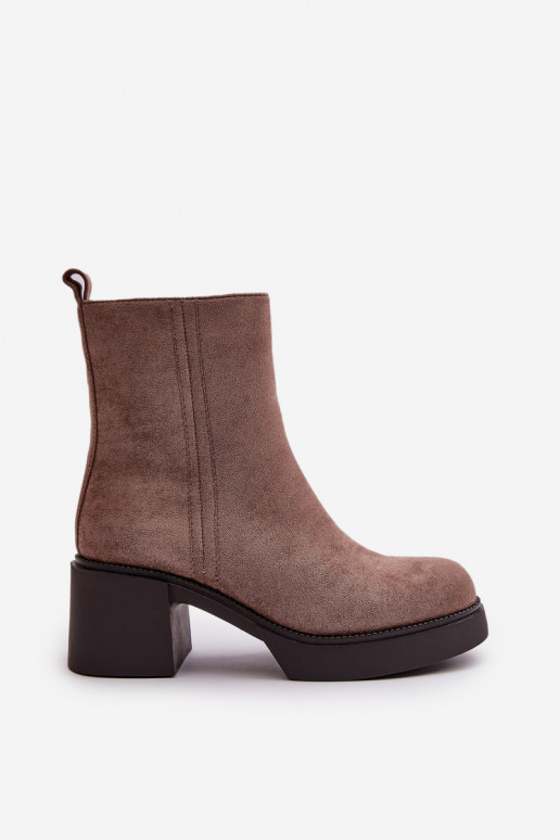 van eco-suèdeoIne Dames INarme laarzen op de hiel beige Meriluna van eco-suèdeoIne Dames INarme laarzen op de hiel beige Meriluna