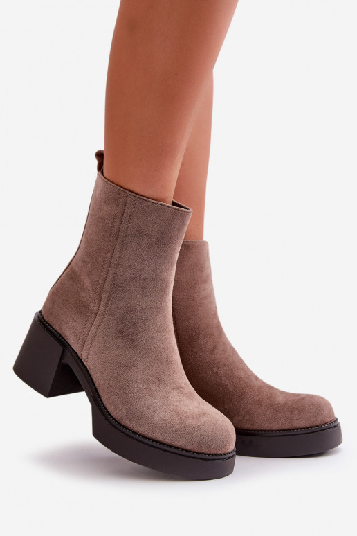 aus Öko-INildlederoZue Feminin INarme Stiefel mit Absatz Beige Meriluna aus Öko-INildlederoZue Feminin INarme Stiefel mit Absatz Beige Meriluna