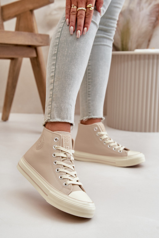 Vrijetijdsschoenen opInarmen van ecoleer beige Big Star OO274934 Vrijetijdsschoenen opInarmen van ecoleer beige Big Star OO274934