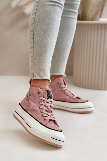 opInarmen Vrijetijdsschoenen met platform Eko Leer Big Star OO274068 roze
