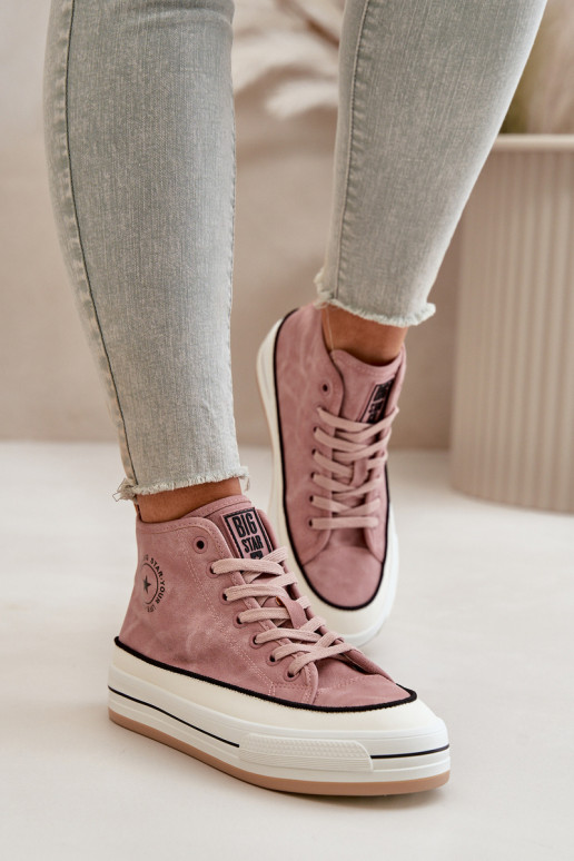 opInarmen Vrijetijdsschoenen met platform Eko Leer Big Star OO274068 roze
