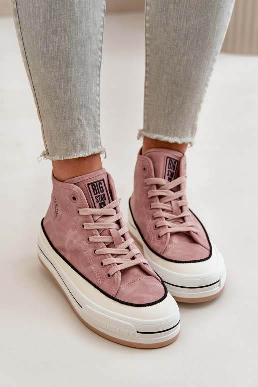 opInarmen Vrijetijdsschoenen met platform Eko Leer Big Star OO274068 roze