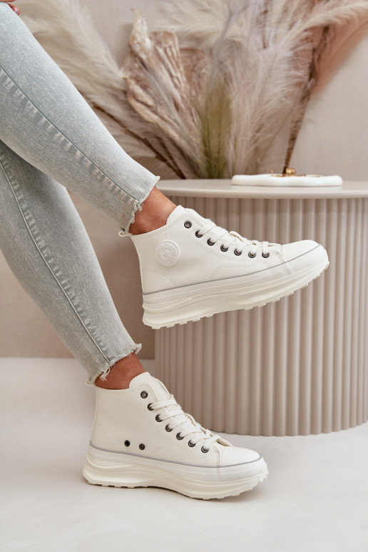 Chaussures de loisirs avec une plateforme Eko Peau Big Star OO274064 couleur blanche