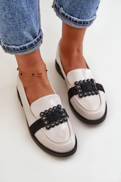 Gelakte mocassins Dames met ornamenten grijs Vinceza 58389