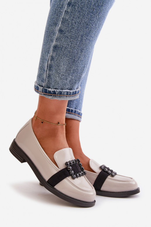 Gelakte mocassins Dames met ornamenten grijs Vinceza 58389