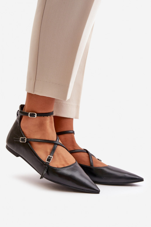 Ballerines Féminin Z Noskami avec des nez pointus I Przeplatającymi Się Paskami couleur noire Violra