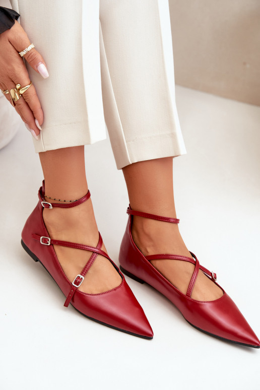 Ballerinas Feminin Z Noskami mit spitzen Ermöglichtsen I Przeplatającymi Się Paskami Burgund Violra