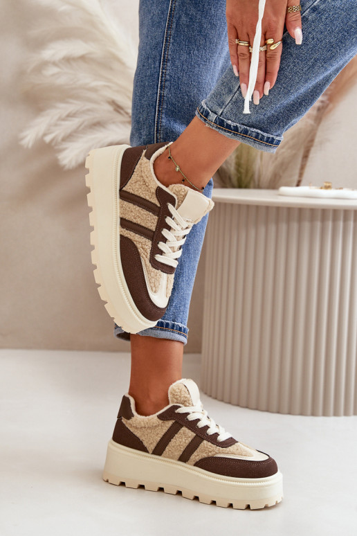 opInarmen Sneakers model schoenen Dames met platform met opInarming bruine kleur Daivlene