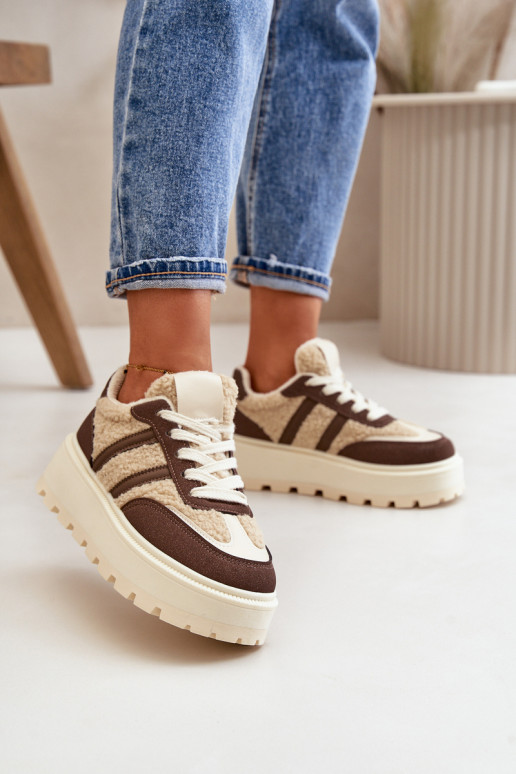réchauffer Chaussures modèle baskets Féminin avec une plateforme avec échauffement marron Daivlene