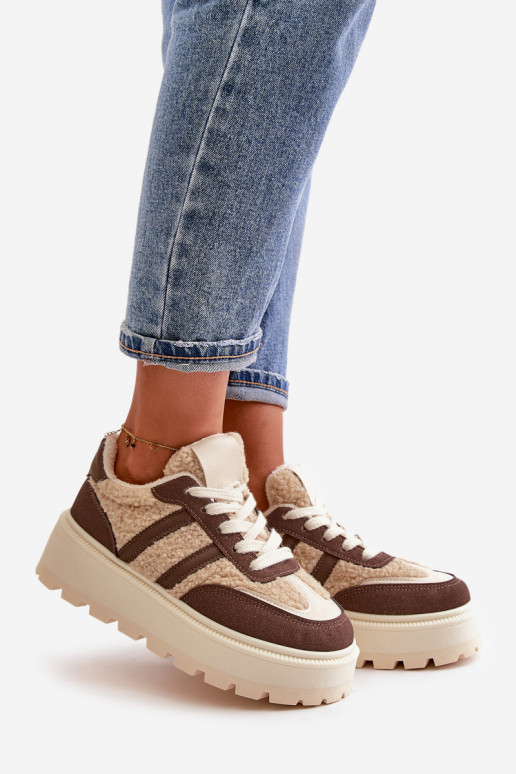 opInarmen Sneakers model schoenen Dames met platform met opInarming bruine kleur Daivlene