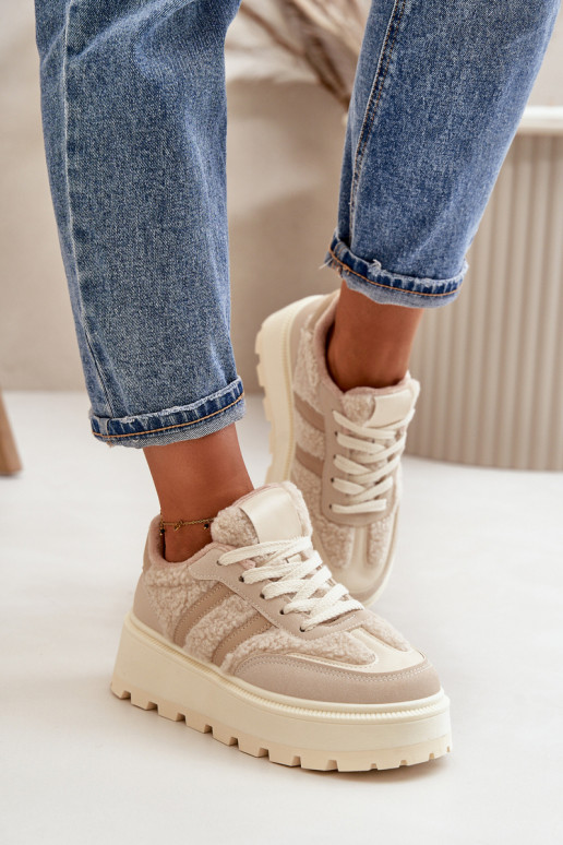 opInarmen Sneakers model schoenen Dames met platform met opInarming beige Daivlene opInarmen Sneakers model schoenen Dames met platform met opInarming beige Daivlene