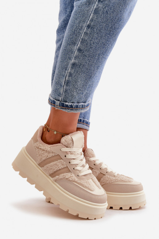 opInarmen Sneakers model schoenen Dames met platform met opInarming beige Daivlene opInarmen Sneakers model schoenen Dames met platform met opInarming beige Daivlene