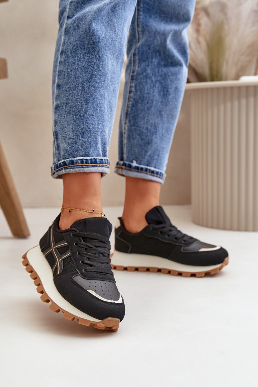 Sneakers Stilvollllschuhe Turnschuhe Feminin mit Schnürsenkeln mit einer Plattform schZuarze Farbe Mialunae Sneakers Stilvollllschuhe Turnschuhe Feminin mit Schnürsenkeln mit einer Plattform schZuarze Farbe Mialunae