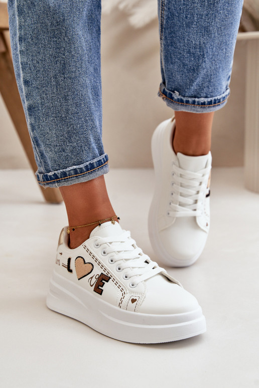 Chaussures modèle baskets Féminin avec une plateforme Avec des décorations Activépisem couleur blanche Orlian