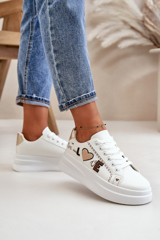 Chaussures modèle baskets Féminin avec une plateforme Avec des décorations Activépisem couleur blanche Orlian