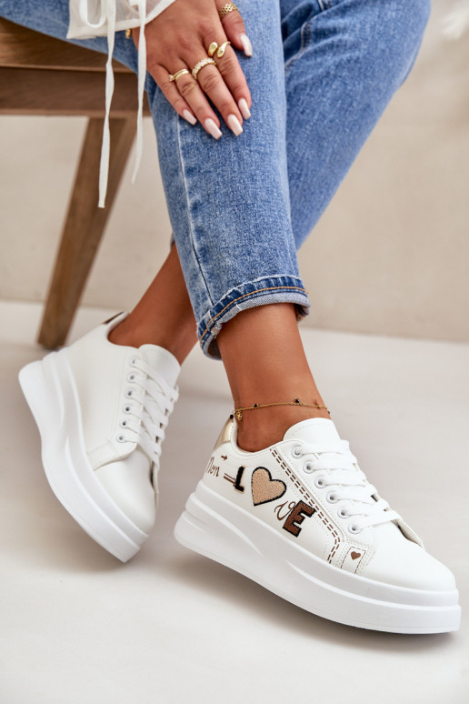 Sneakers model schoenen Dames met platform Met sierlijk Oppisem Initte kleur Orlian