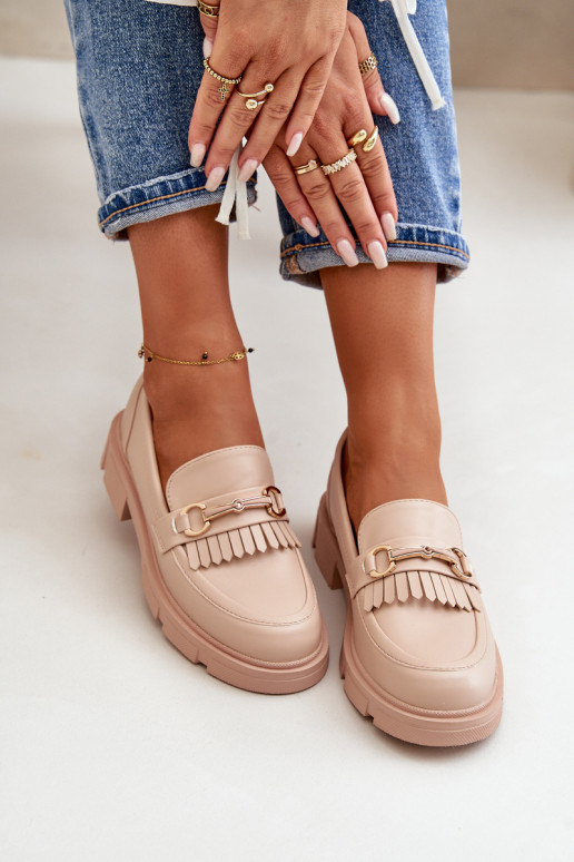 mocassins pour femmes avec des ornements Eko Peau beige Tialorae