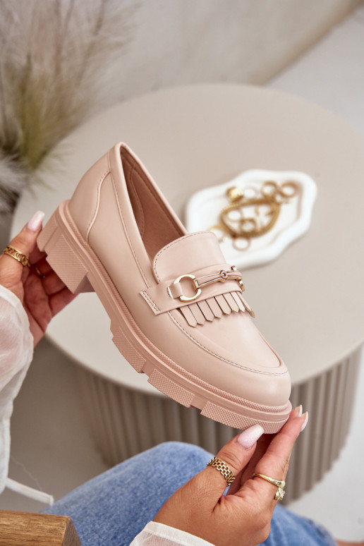 mocassins pour femmes avec des ornements Eko Peau beige Tialorae