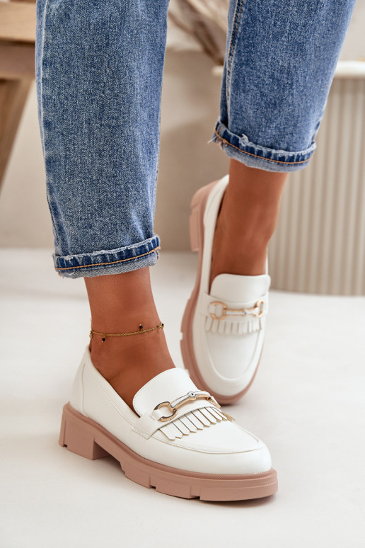 mocassins pour femmes avec des ornements Eko Peau couleur blanche Tialorae