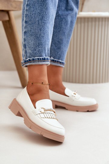 mocassins pour femmes avec des ornements Eko Peau couleur blanche Tialorae 2