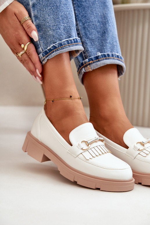 mocassins pour femmes avec des ornements Eko Peau couleur blanche Tialorae