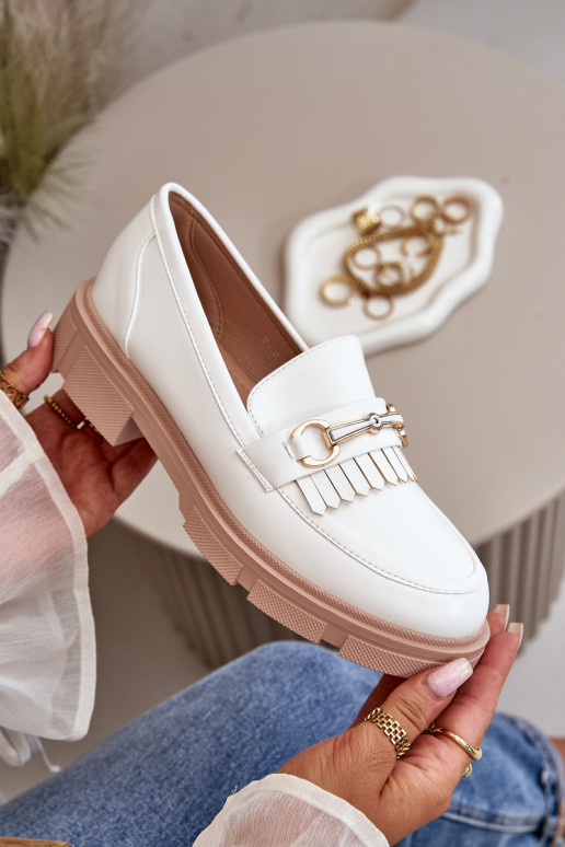mocassins pour femmes avec des ornements Eko Peau couleur blanche Tialorae