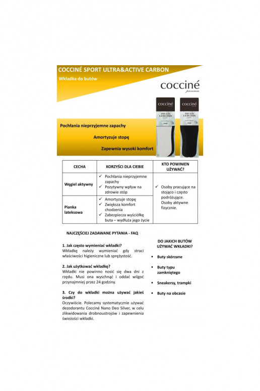 Coccine Inlegzolen met actieve koolstof Sport Ultra Met actieve koolstof