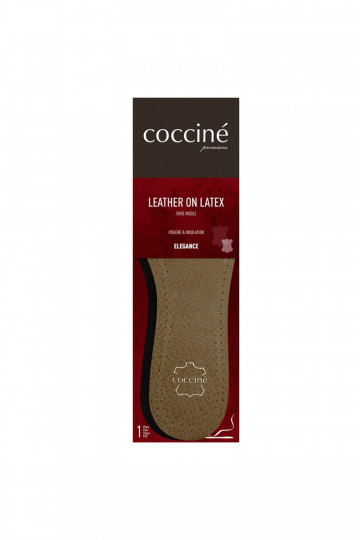 Coccine-leer op inlegzolen van latexschuim
