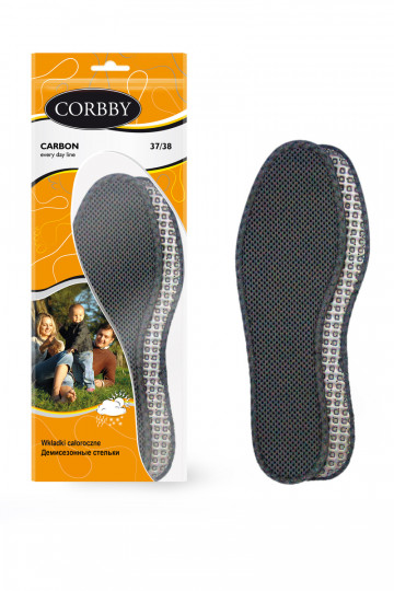 Semelles intérieures Corbby CARBON avec tissu intermédiaire et charbon actif