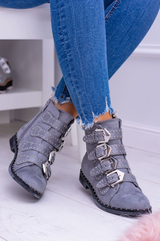Lu Boo Grey Virginia Rock Star Nietenstiefel Zamsz Lu Boo Grey Virginia Rock Star Nietenstiefel Zamsz