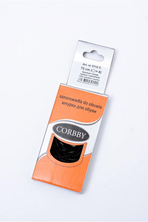 Lacets fins cirés noirs Corbby