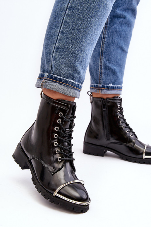 Damenstiefel Lu Boo schwarze Stiefel mit Stahldetails Jacksy Damenstiefel Lu Boo schwarze Stiefel mit Stahldetails Jacksy