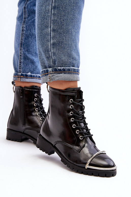 Damenstiefel Lu Boo schwarze Stiefel mit Stahldetails Jacksy Damenstiefel Lu Boo schwarze Stiefel mit Stahldetails Jacksy