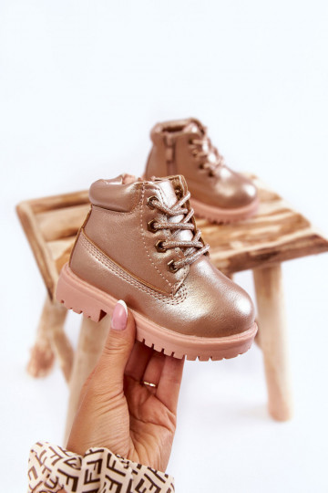 Kinder-Schnürstiefel in der Farbe Roségold Dexter