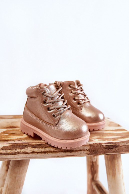 Kinder-Schnürstiefel in der Farbe Roségold Dexter
