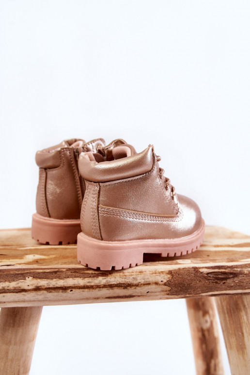 Kinder-Schnürstiefel in der Farbe Roségold Dexter
