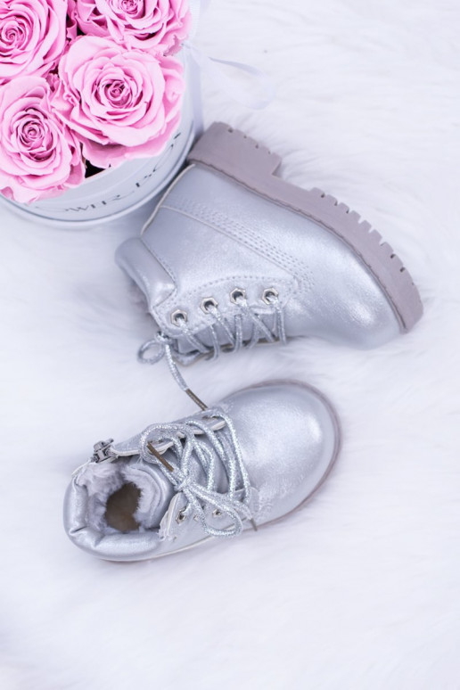 Verwarmde zilveren kinderlaarzen Dexter Verwarmde zilveren kinderlaarzen Dexter