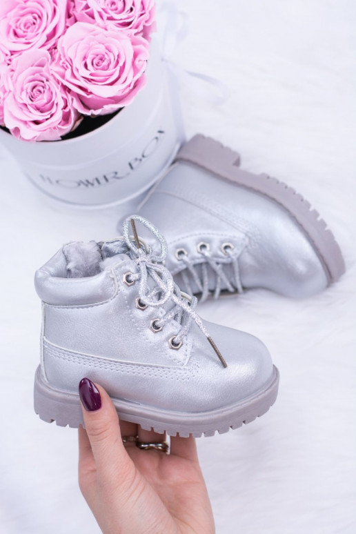 Verwarmde zilveren kinderlaarzen Dexter Verwarmde zilveren kinderlaarzen Dexter