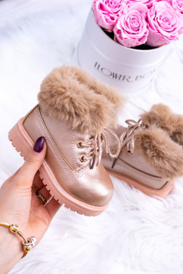 Bottes enfants chauffantes couleur or rose Fobos