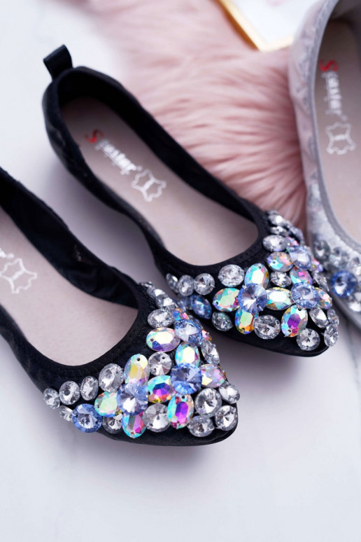 Ballerines à décor de galets de couleur noir Crystal