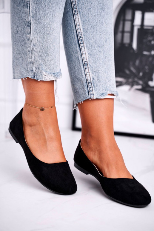 Ballerines en daim de couleur noir Lasota