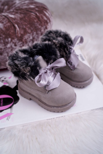 Kinderstiefel mit Fell in der Farbe Grau von Tesoro 2