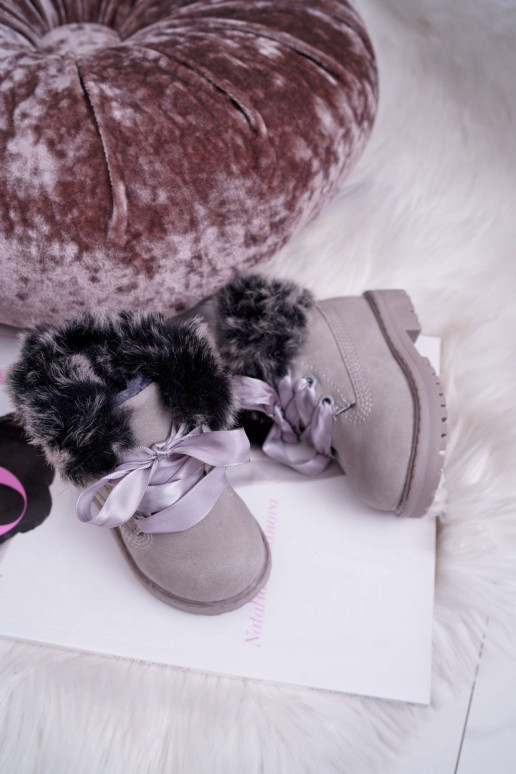 Kinderstiefel mit Fell in der Farbe Grau von Tesoro Kinderstiefel mit Fell in der Farbe Grau von Tesoro