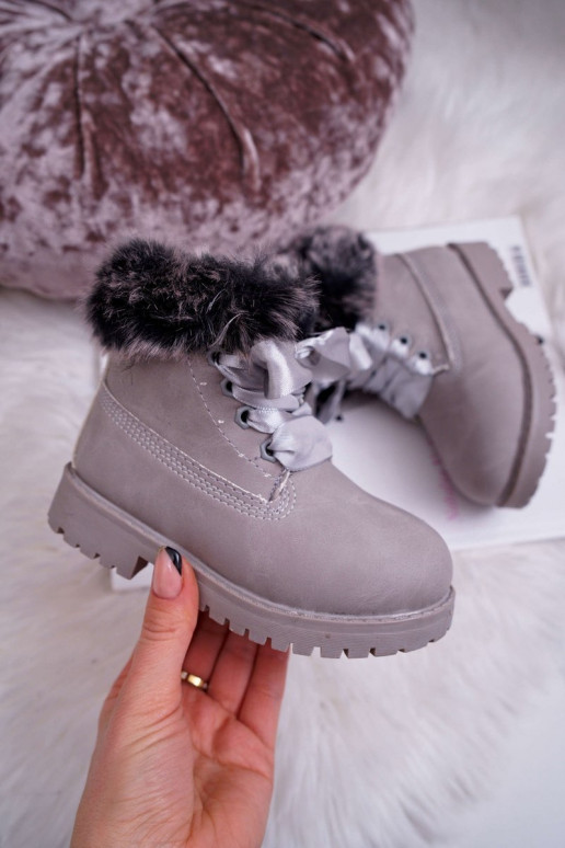 Kinderstiefel mit Fell in der Farbe Grau von Tesoro Kinderstiefel mit Fell in der Farbe Grau von Tesoro